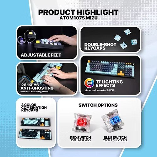 FANTECH ATOM107S MK893s MECHANICAL Gaming Keyboard – MIZU SERIES - Image 6