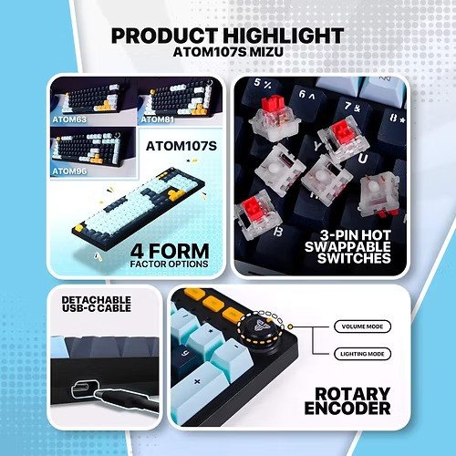 FANTECH ATOM107S MK893s MECHANICAL Gaming Keyboard – MIZU SERIES - Image 7