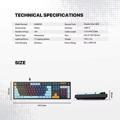 FANTECH ATOM107S MK893s MECHANICAL Gaming Keyboard – MIZU SERIES - Image 8