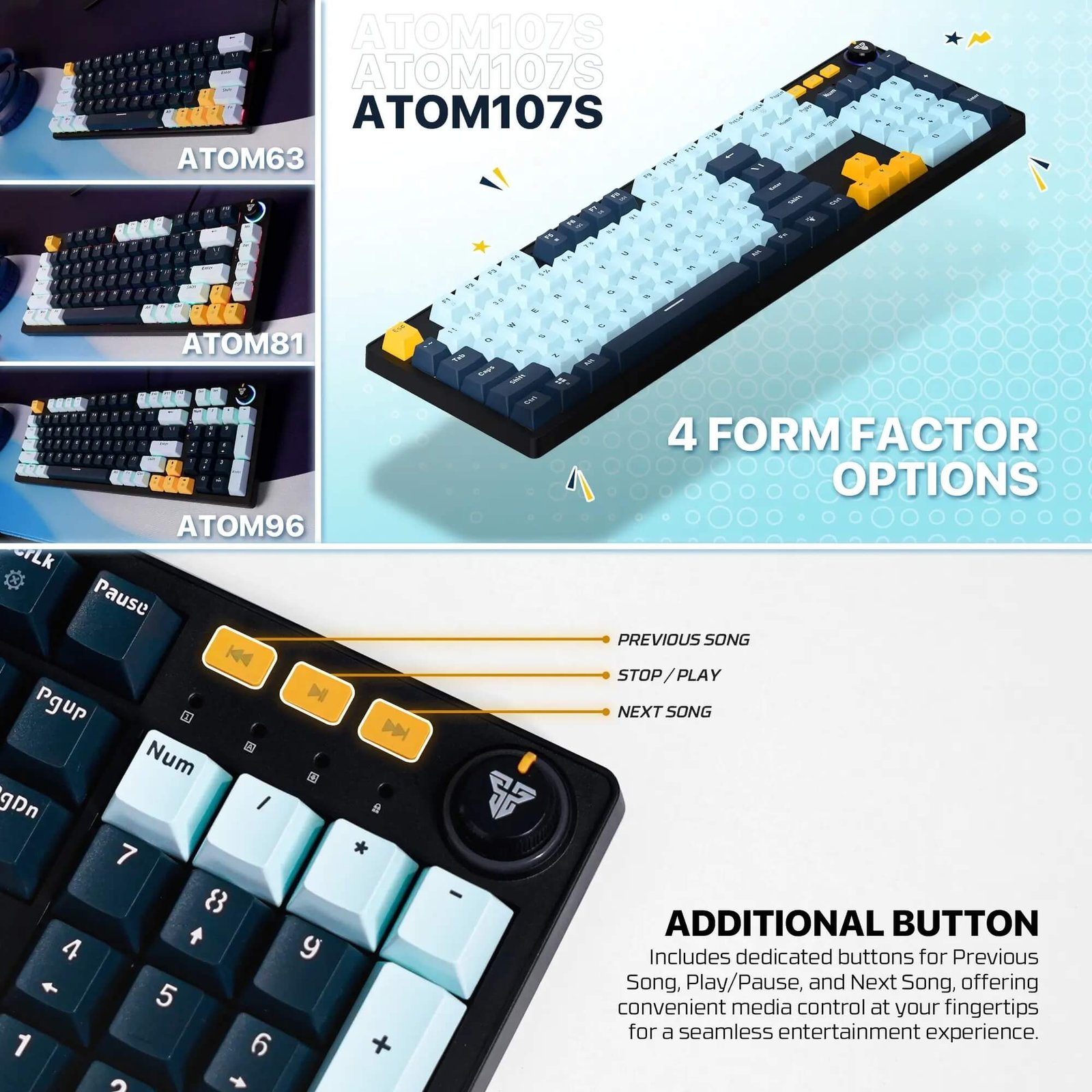FANTECH ATOM63 MK874V2 MECHANICAL Gaming Keyboard – MIZU SERIES - Image 5