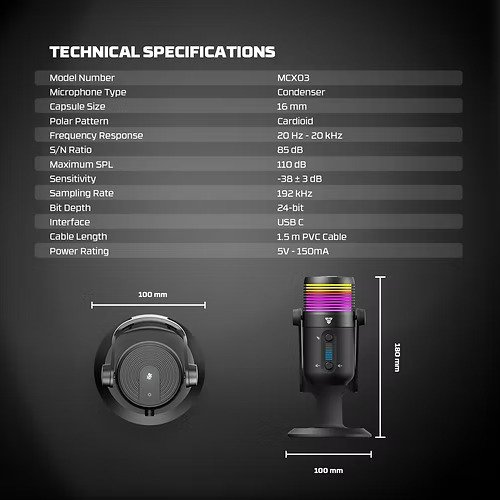 FANTECH MCX03 LEVIOSA MAX CONDENSER Microphone - Image 7