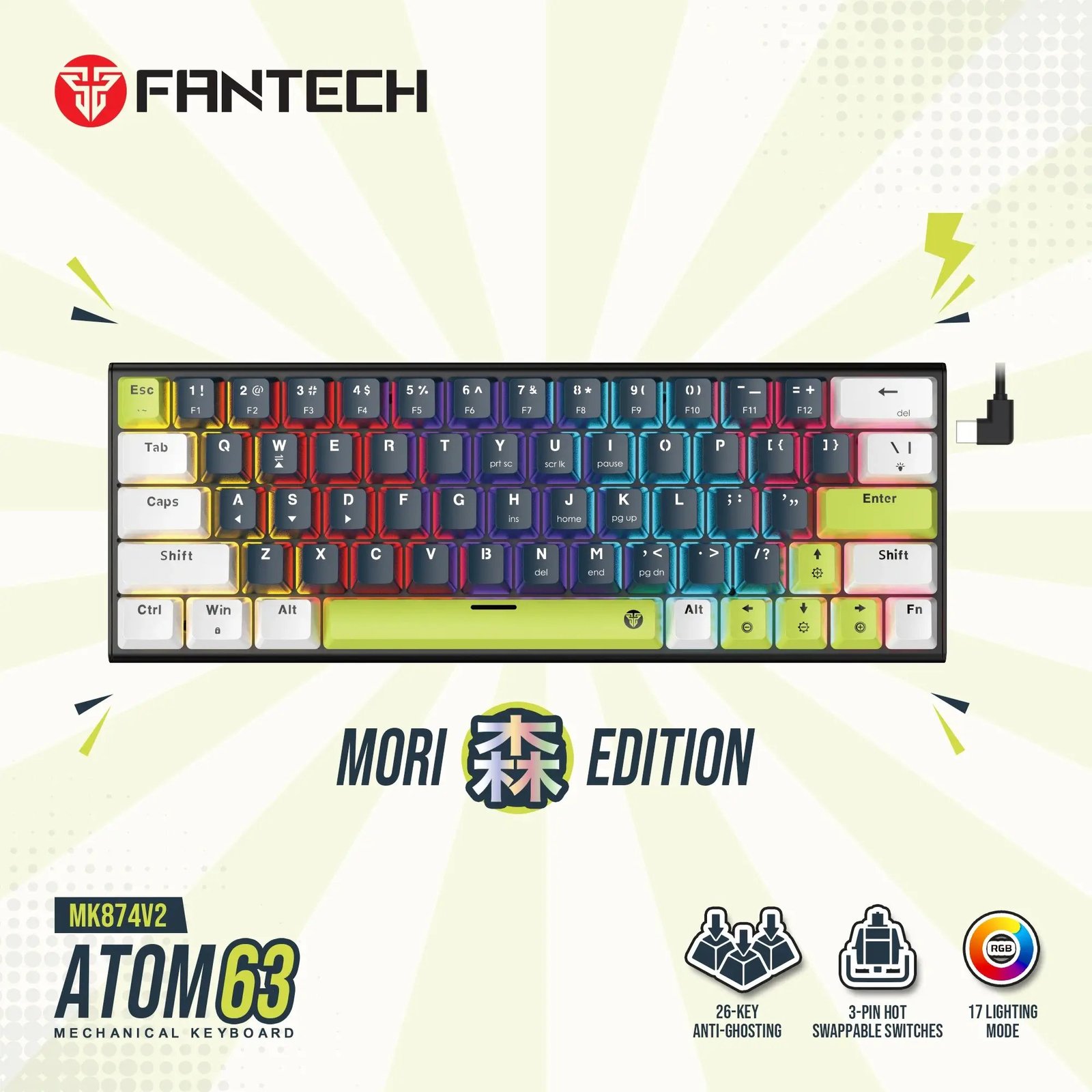 FANTECH ATOM63 MK874V2 Mechanical Keyboard Mori Edition