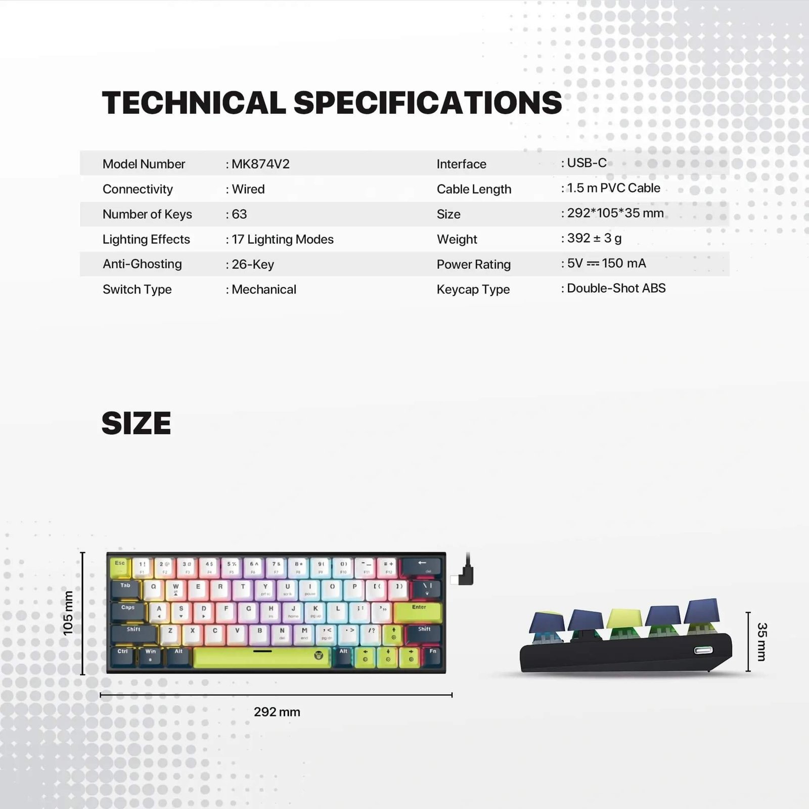FANTECH ATOM63 MK874V2 Mechanical Keyboard Mori Edition - Image 6