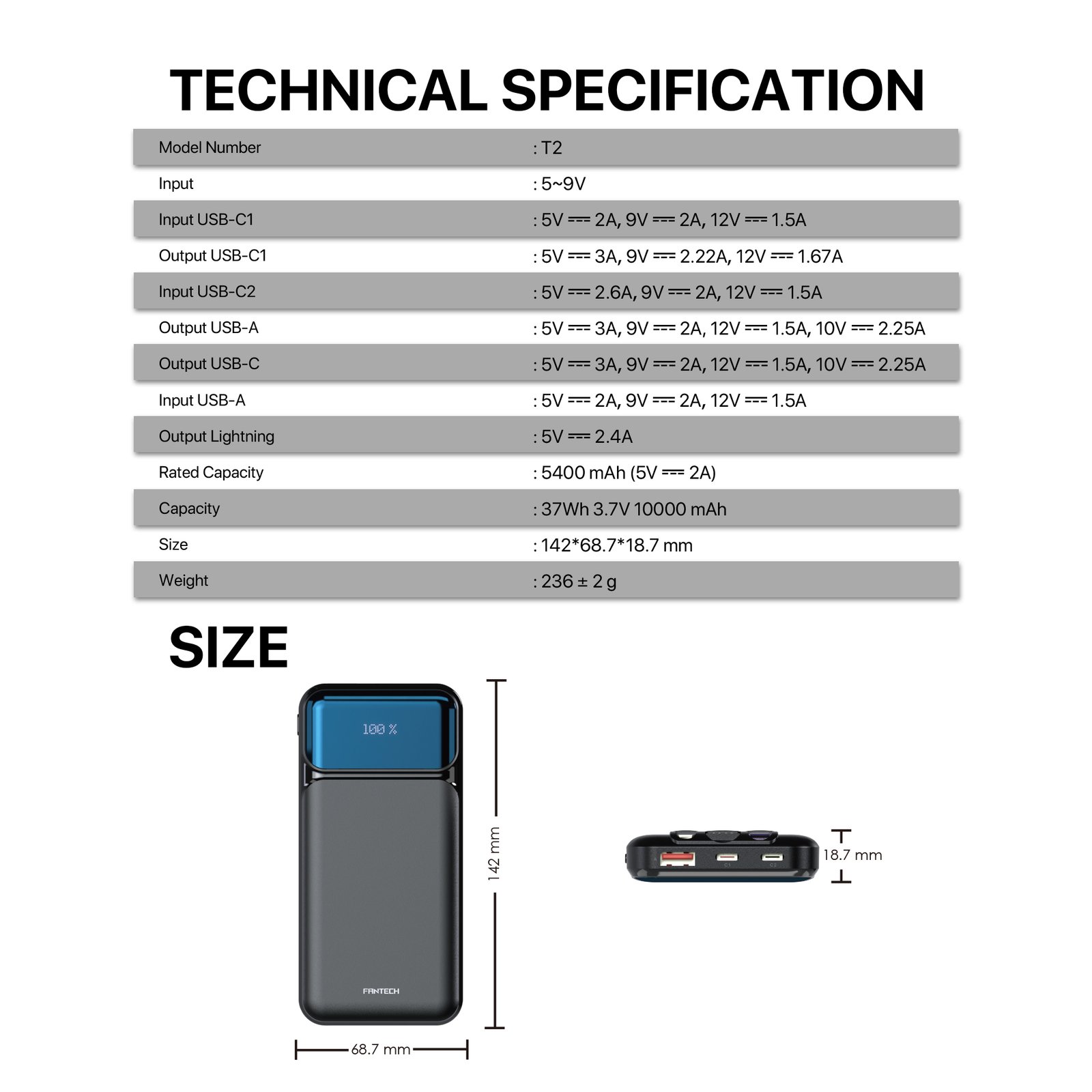 FANTECH T2 Portable Power Bank - Image 3