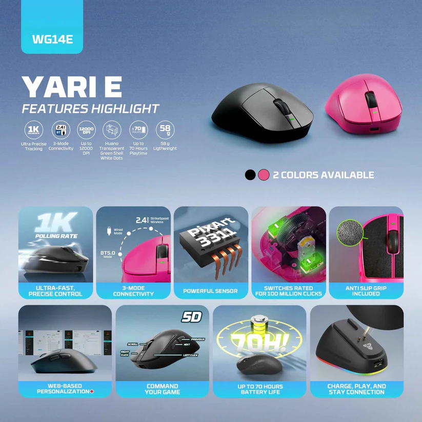 Fantech YARI E WG14E Wireless Gaming Mouse - Image 4
