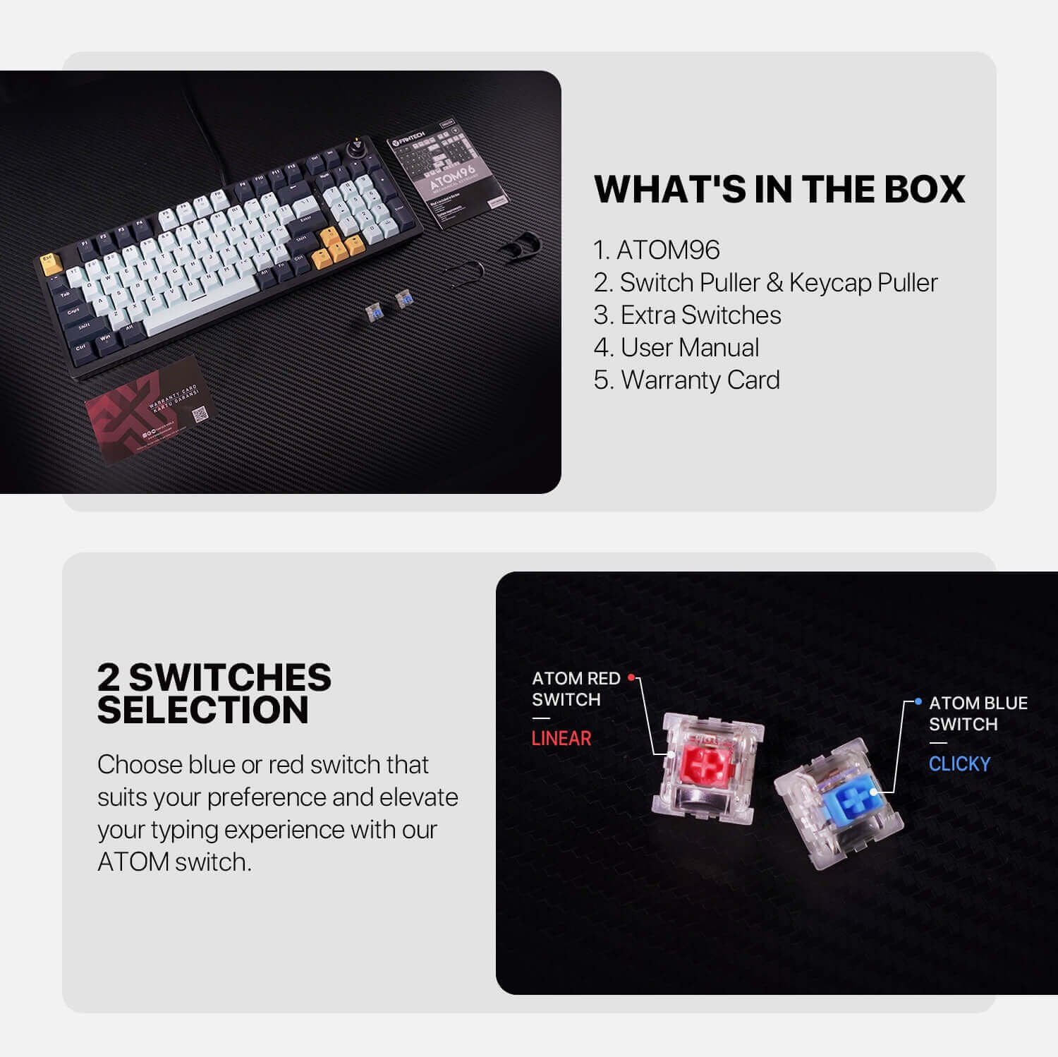 FANTECH ATOM96 MK890V2 MECHANICAL GAMING KEYBOARD – MIZU SERIES - Image 6
