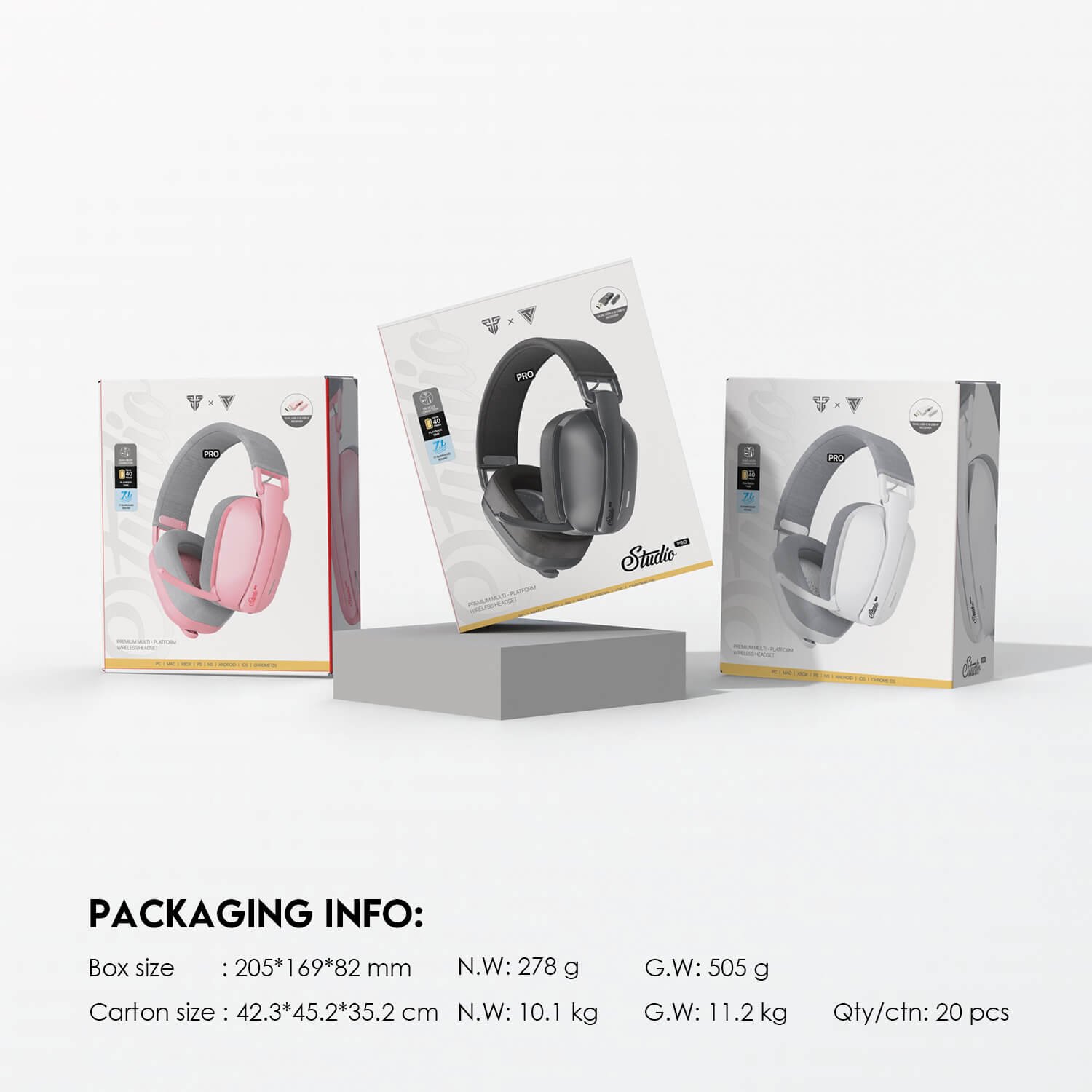 FANTECH STUDIO PRO WHG03 7.1 SURROUND SOUND BLUETOOTH & WIRELESS GAMING HEADSET – GREY - Image 5