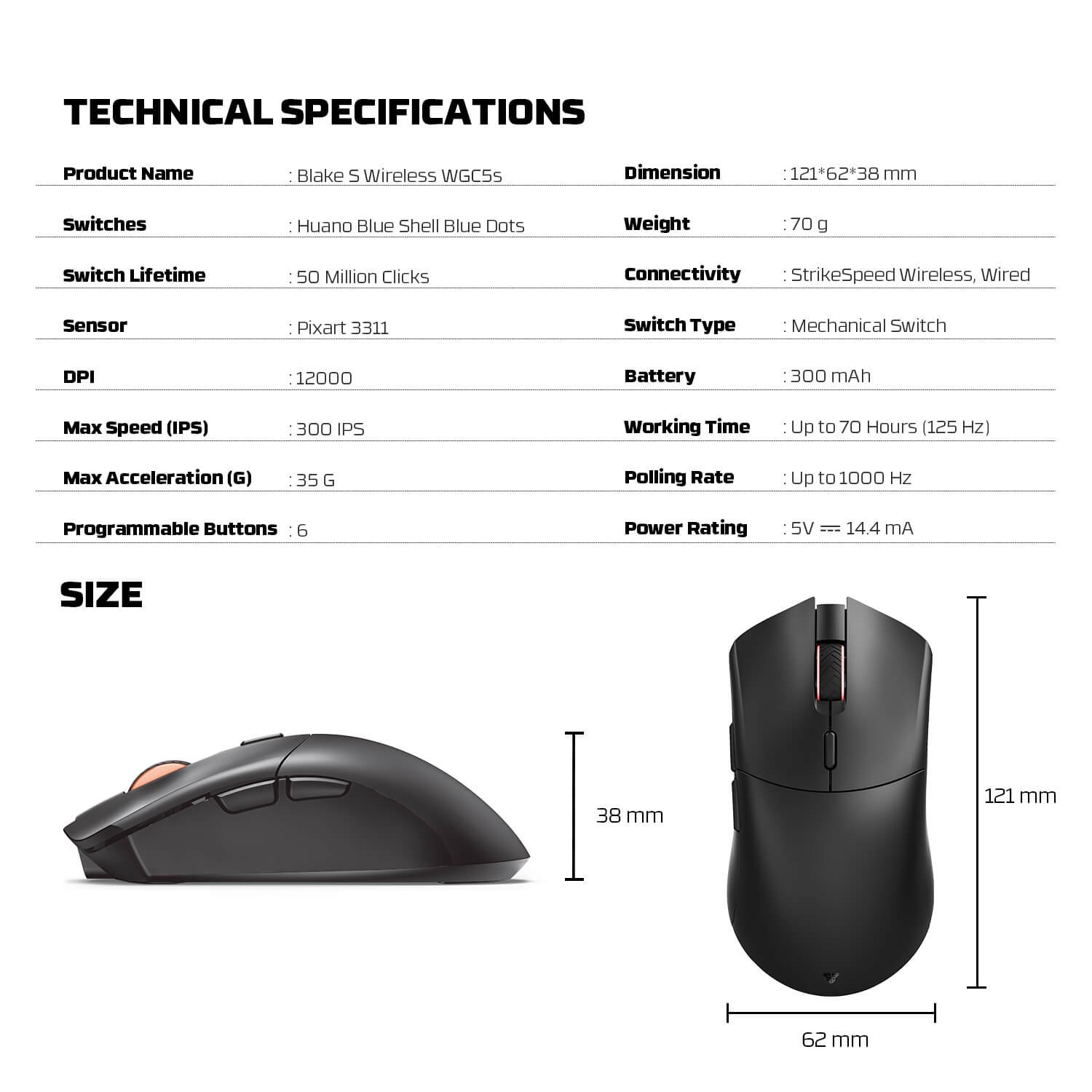 FANTECH WGC5S BLAKE S WIRELESS GAMING MOUSE - Image 4