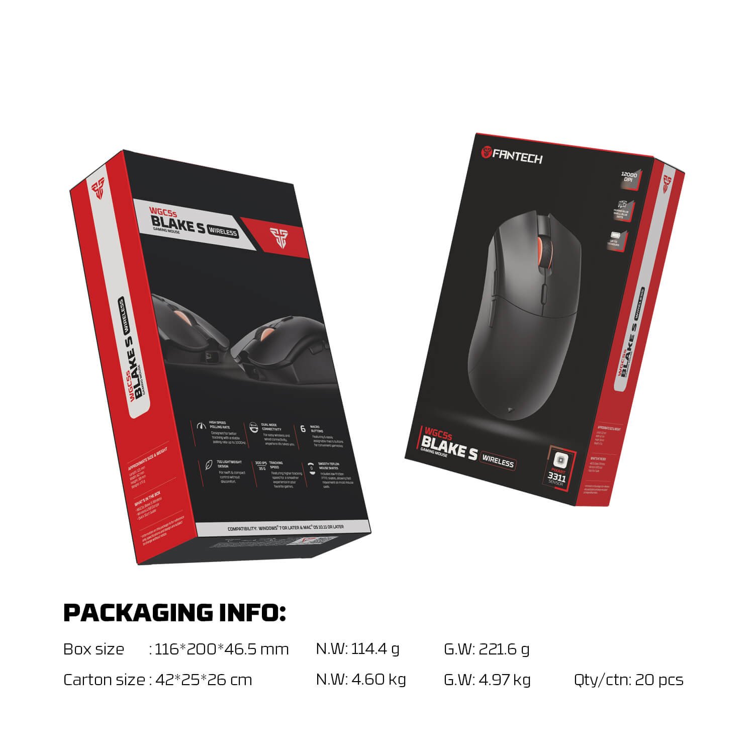 FANTECH WGC5S BLAKE S WIRELESS GAMING MOUSE - Image 5