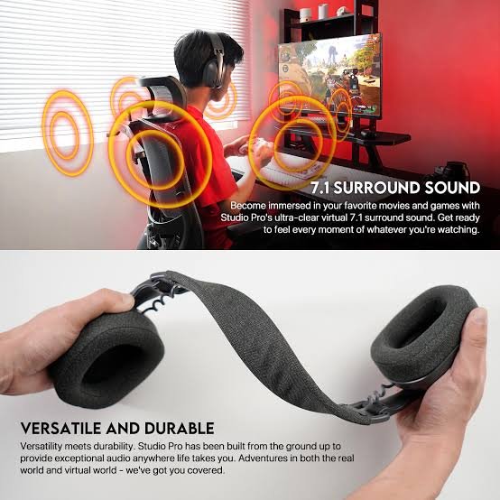 FANTECH STUDIO PRO WHG03 7.1 SURROUND SOUND BLUETOOTH & WIRELESS GAMING HEADSET – GREY - Image 3