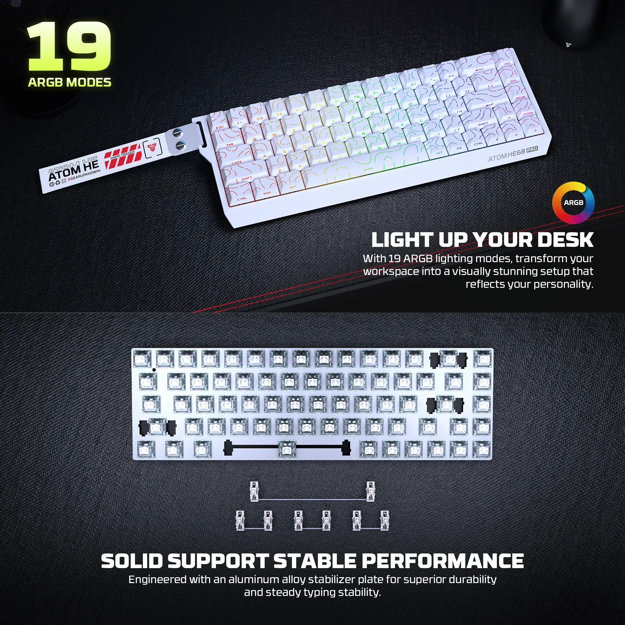 FANTECH MK922 ATOM HE68 PRO Wireless Gaming Keyboard - Image 3