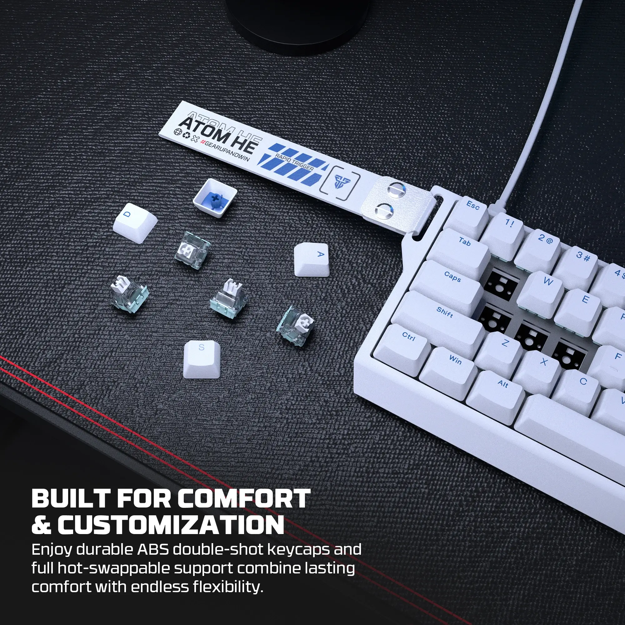 FANTECH ATOM HE68 MK811 Wired Magnetic Gaming Keyboard White - Image 5